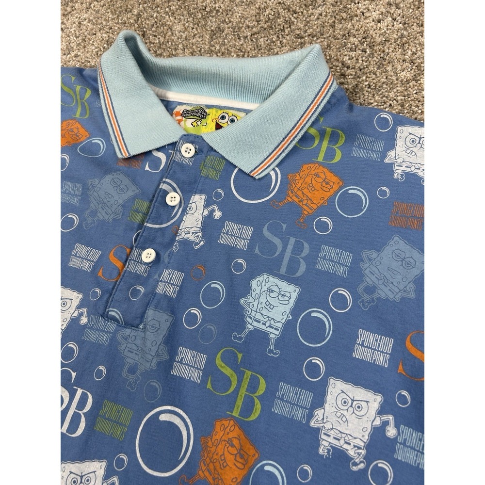 JH Design Nickelodeon Spongebob Squarepants Polo Shirt XL Y2K Retro 2007 #0292